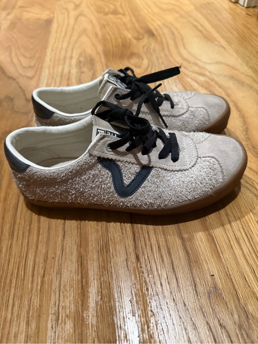 Vans Beige Suede Sneakers with Black Accent